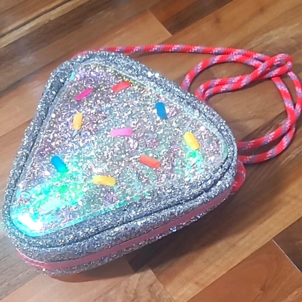 Cute! Girls Cake Slice Glitter Purse